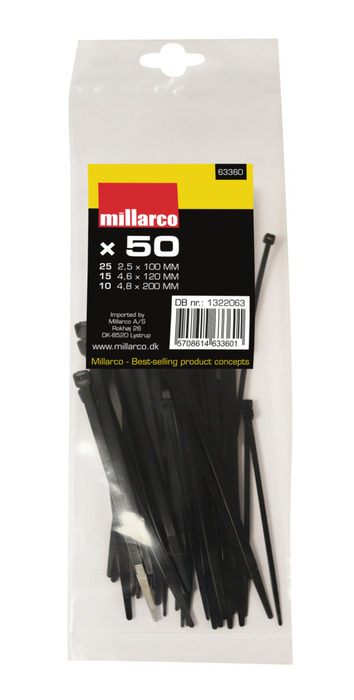 Buntband Svart 50-pack Millarco